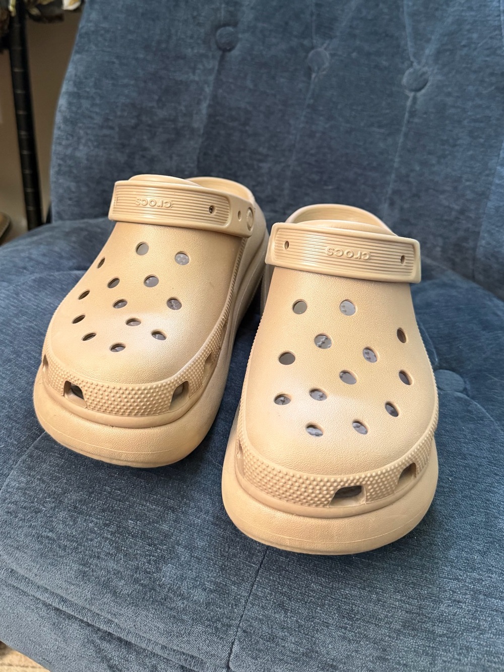 CROCS Platform Slip-On Clogs in Tan
